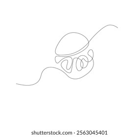 Burger image with one line, white background,