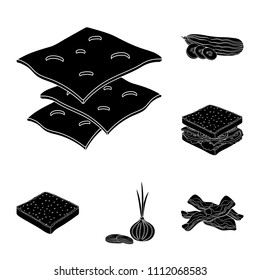 Burger and ingredients black icons in set collection for design. Burger cooking vector symbol stock web illustration.