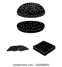 Burger and ingredients black icons in set collection for design. Burger cooking vector symbol stock web illustration.