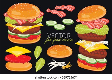 Burger Ingredients Burger Bun Isolated On Stock Vector Royalty Free 