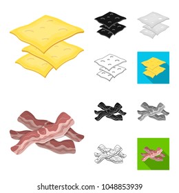 Burger and ingredients cartoon,black,flat,monochrome,outline icons in set collection for design. Burger cooking vector symbol stock web illustration.