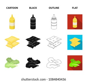 Burger and ingredients cartoon,black,outline,flat icons in set collection for design. Burger cooking vector symbol stock web illustration.