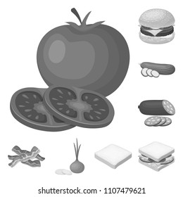Burger and ingredients monochrome icons in set collection for design. Burger cooking vector symbol stock web illustration.