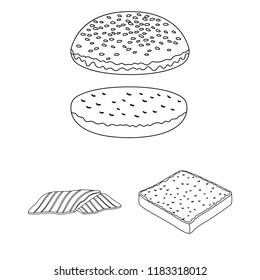 Burger and ingredients outline icons in set collection for design. Burger cooking vector symbol stock web illustration.