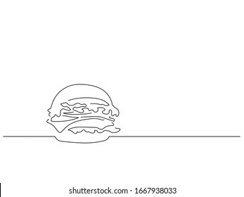 Dibujo de líneas aisladas de la hamburguesa, diseño de ilustración vectorial. Recogida de alimentos.