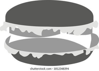 Burger isolated on white background. Vector black and white illustration. Great for labels, menus, posters, banners, vouchers, coupons, business promotion, and more.