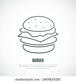 Burger isolated on white background. Vector Burger icon.