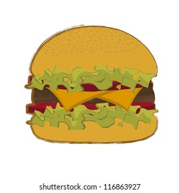 burger isolated over white background. vector illustration