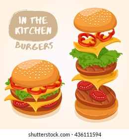 Burger Isolated Set : Vector Illustration