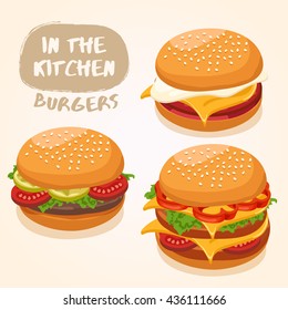 Burger Isolated Set : Vector Illustration