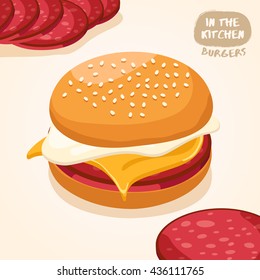 Burger Isolated Set : Vector Illustration