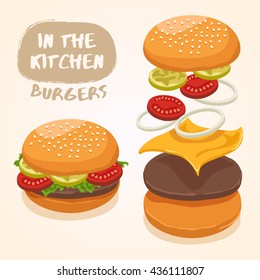 Burger Isolated Set : Vector Illustration