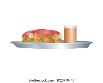 Burger and Juice - Cartoon Vector Image