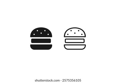 burger junk food icon stroke line and isolated set