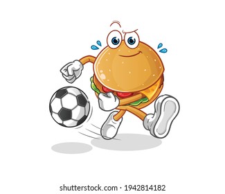 burger kicking the ball cartoon. cartoon mascot vector