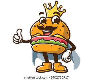 Burger King cartoon mascot illustration character vector clip art