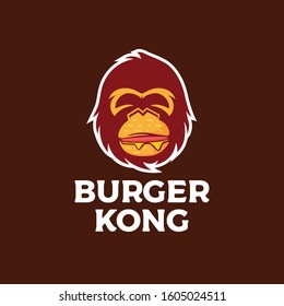 Burger king kong illustration food meat for restaurant shop logo vector