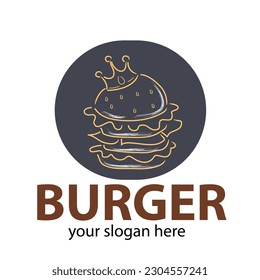 burger king line art vector with dark purple background