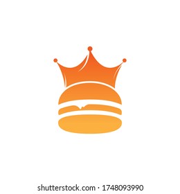 Burger king vector logo design. Burger with crown icon logo concept.