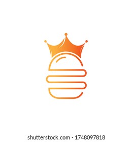 Burger king vector logo design. Burger with crown icon logo concept.