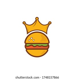 Burger king vector logo design. Burger with crown icon logo concept.