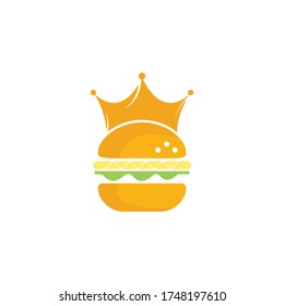 Burger king vector logo design. Burger with crown icon logo concept.