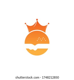 Burger king vector logo design. Burger with crown icon logo concept.