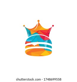 Burger king vector logo design. Burger with crown icon logo concept.