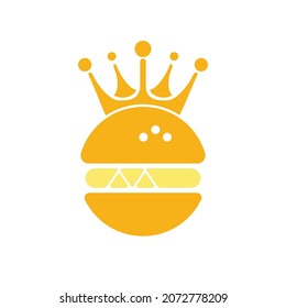 Burger king vector logo design. Burger with crown icon logo concept.	
