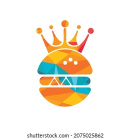 Burger king vector logo design. Burger with crown icon logo concept.	
