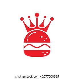 Burger king vector logo design. Burger with crown icon logo concept.	
