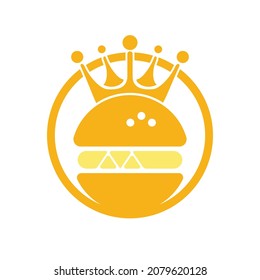 Burger king vector logo design. Burger with crown icon logo concept.	
