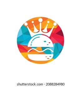 Burger king vector logo design. Burger with crown icon logo concept.	