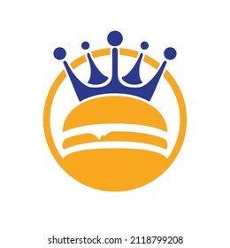 Burger king vector logo design. Burger with crown icon logo concept.	