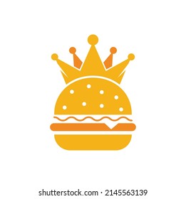 Burger king vector logo design. Burger with crown icon logo concept.	