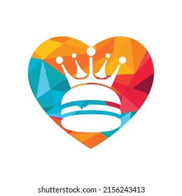 Burger king vector logo design. Burger with crown icon logo concept.	