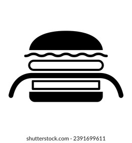 Burger Kuro ninja solid icon, asian food concept, black ninja vector sign on white background, glyph style icon for mobile concept and web design. Vector graphics