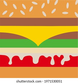 Burger layers Background. Social Media Post. Food Vector Illustration.