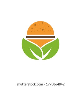 Burger with leaf Logo design template, Burger bakery logo design vector