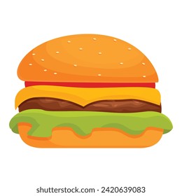 Burger leaves icon cartoon vector. Ham launch cheese. Protein melted