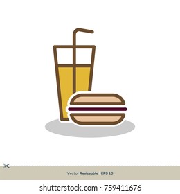 Burger and Lemon Tea Icon Vector Logo Template Illustration Design. Vector EPS 10.