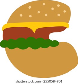 Letra Burger Alfabeto Vetor C