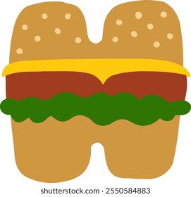 Letra Burger Alfabeto Vetor H