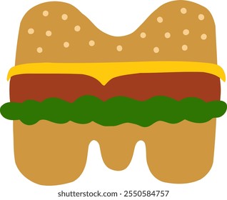Letra hamburguesa alfabeto Vector M