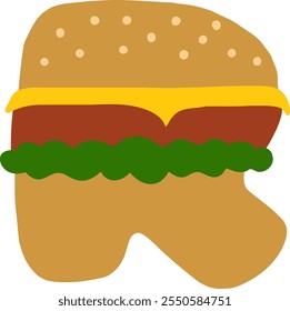 Burger Letter Alphabet Vector R