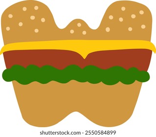 Burger Letter Alphabet Vector W