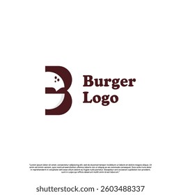 Burger letter B logo design modern concept