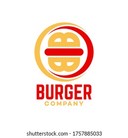 Logo de la hamburguesa y letra B.Ilustración vectorial.