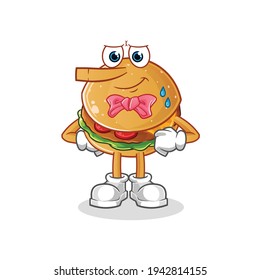 burger lie like Pinocchio character. cartoon mascot vector