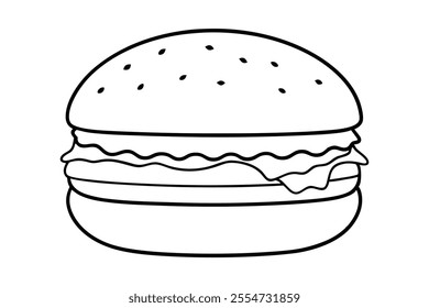 Burger line art drawing illustration